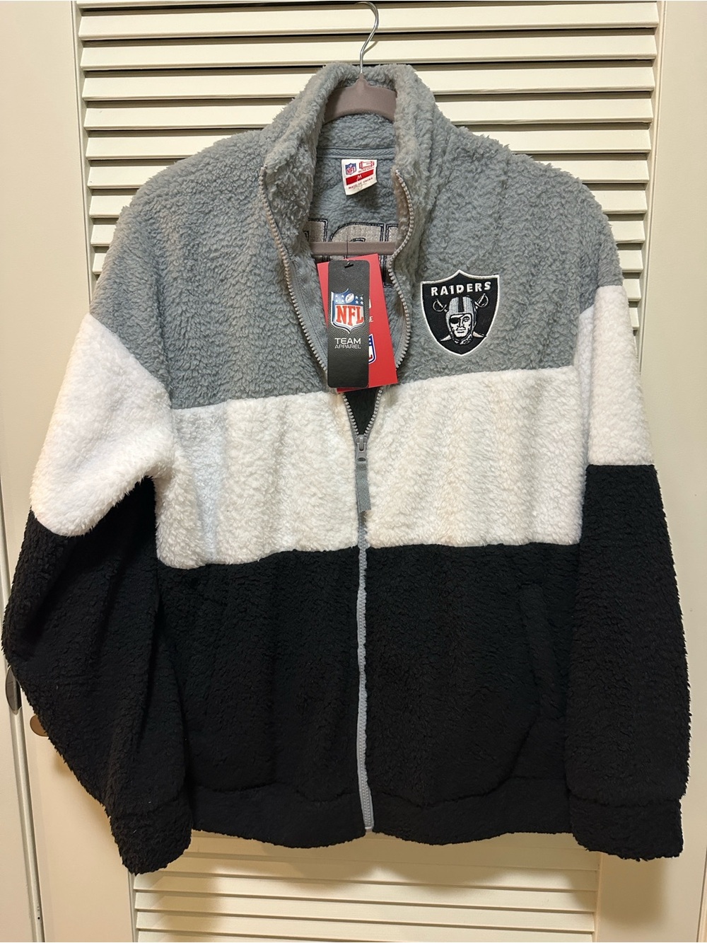 NFL Women’s Colorblock Sherpa Jacket - Gray, White, Black
